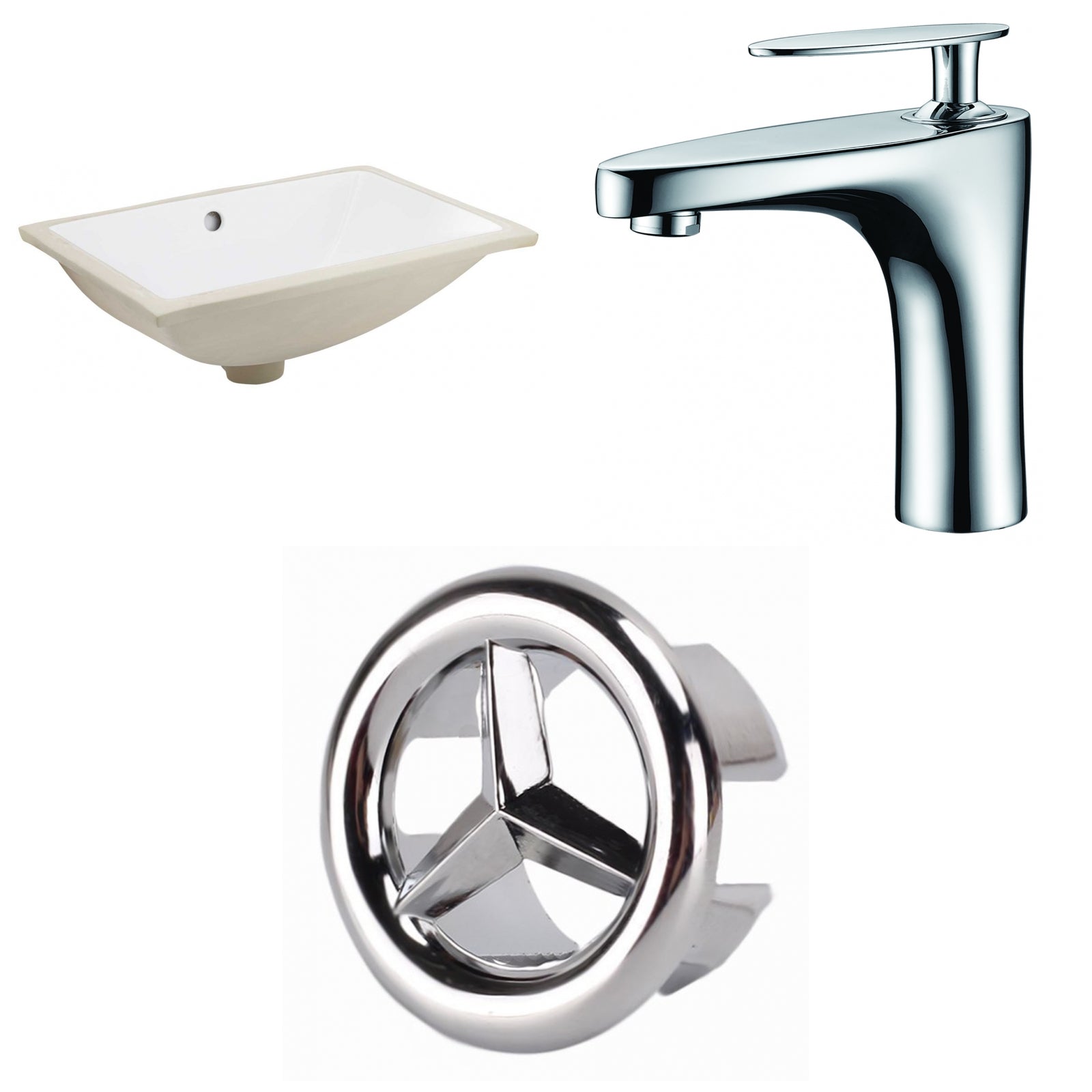 American Imaginations AI-26648 21" White Rectangular Undermount Transitional Bathroom Undermount Sink Set