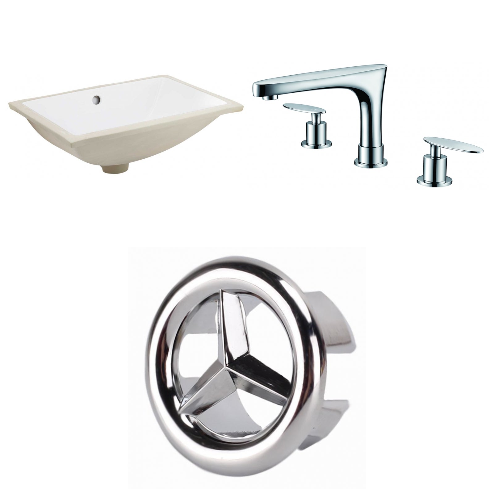 American Imaginations AI-26649 21" White Rectangular Undermount Transitional Bathroom Undermount Sink Set