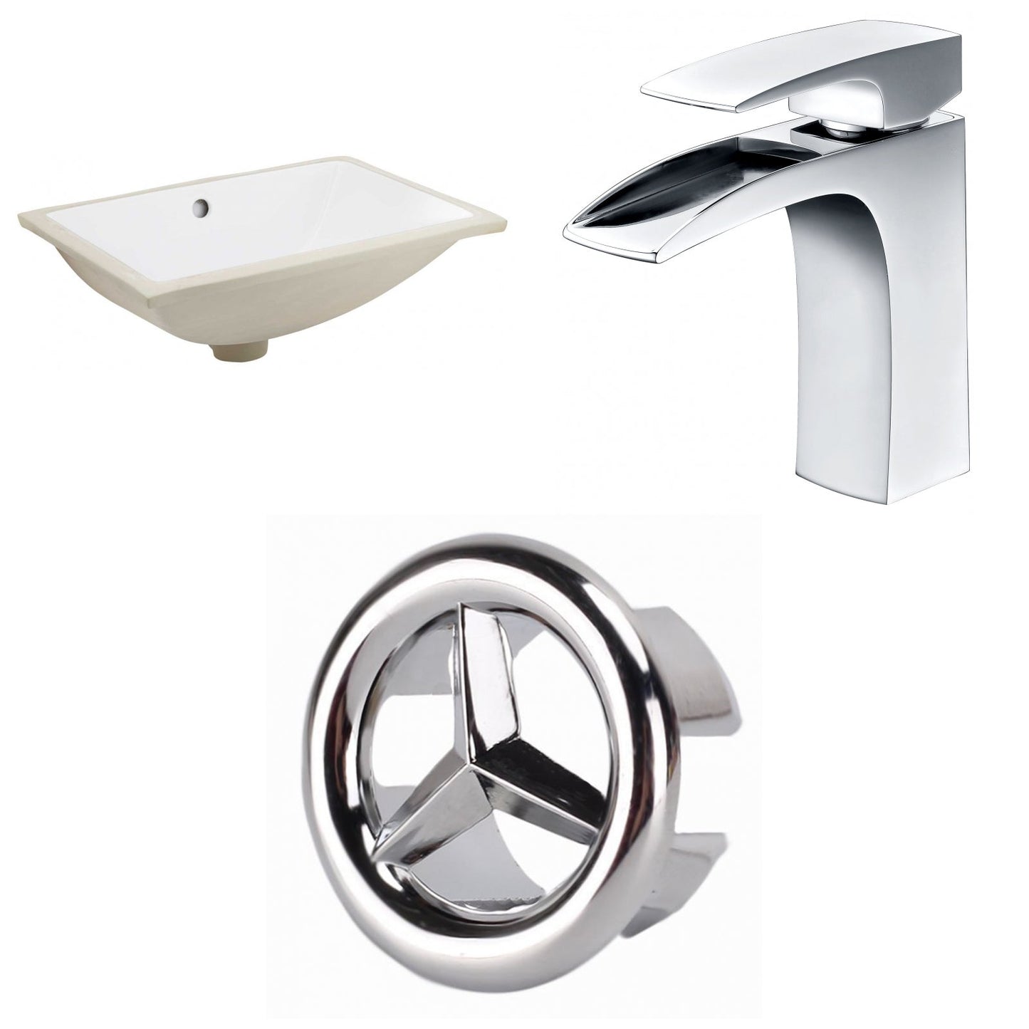 American Imaginations AI-26651 21" White Rectangular Undermount Transitional Bathroom Undermount Sink Set