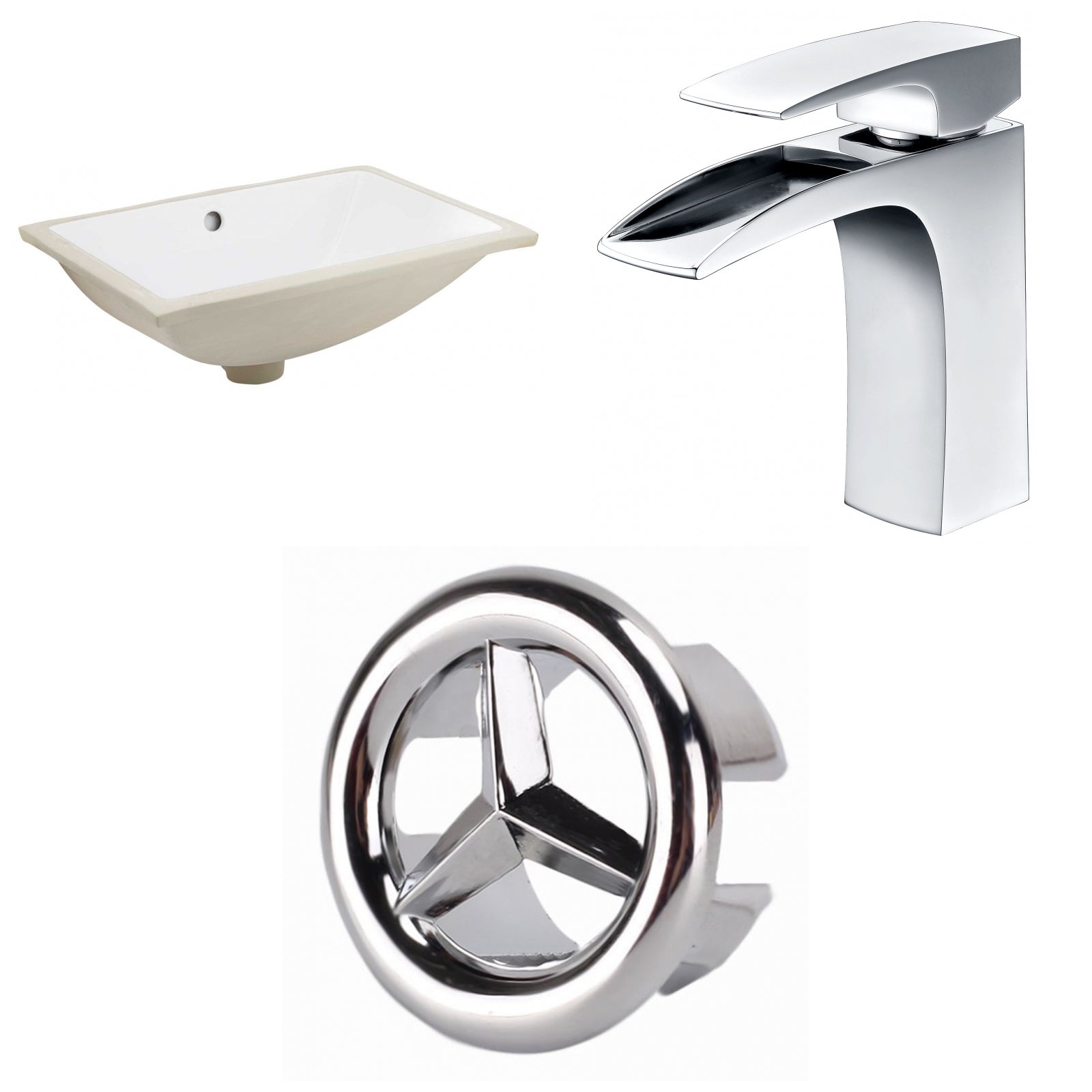 American Imaginations AI-26651 21" White Rectangular Undermount Transitional Bathroom Undermount Sink Set