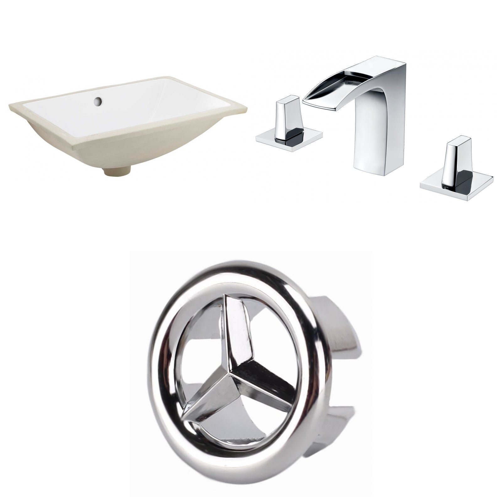 American Imaginations AI-26652 21" White Rectangular Undermount Transitional Bathroom Undermount Sink Set