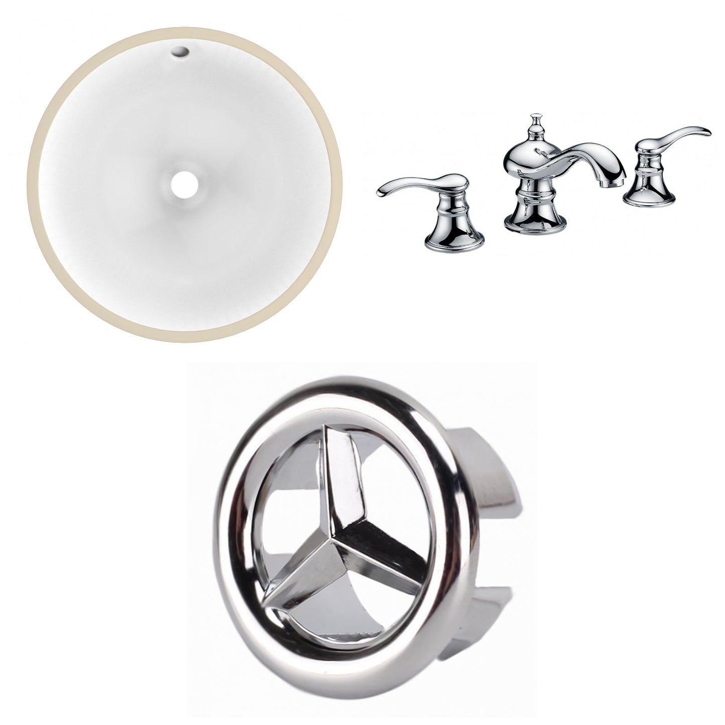 American Imaginations AI-26667 17" White Round Undermount Transitional Bathroom Undermount Sink Set