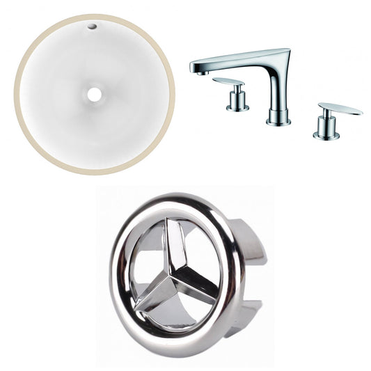 American Imaginations AI-26669 17" White Round Undermount Transitional Bathroom Undermount Sink Set