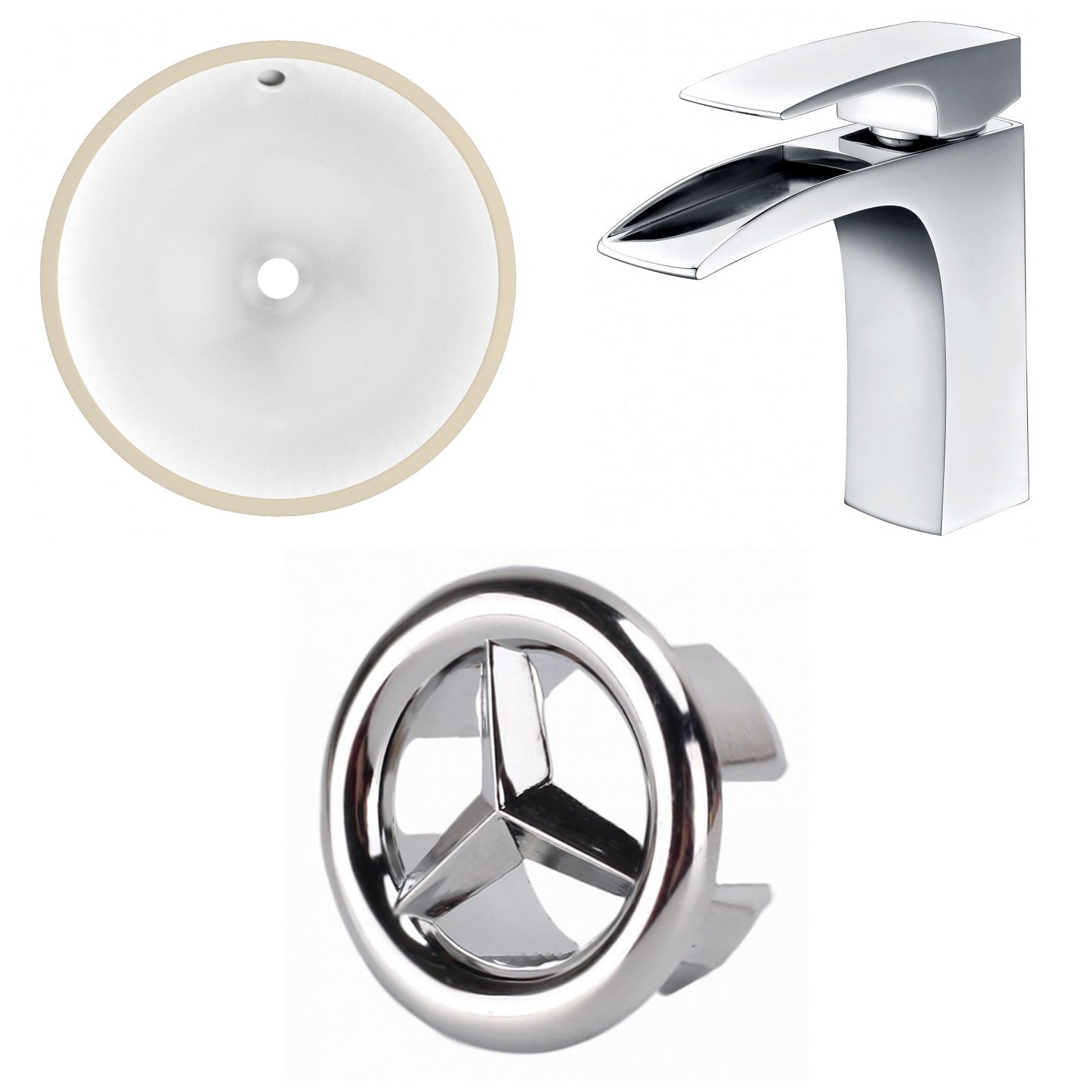 American Imaginations AI-26671 17" White Round Undermount Transitional Bathroom Undermount Sink Set