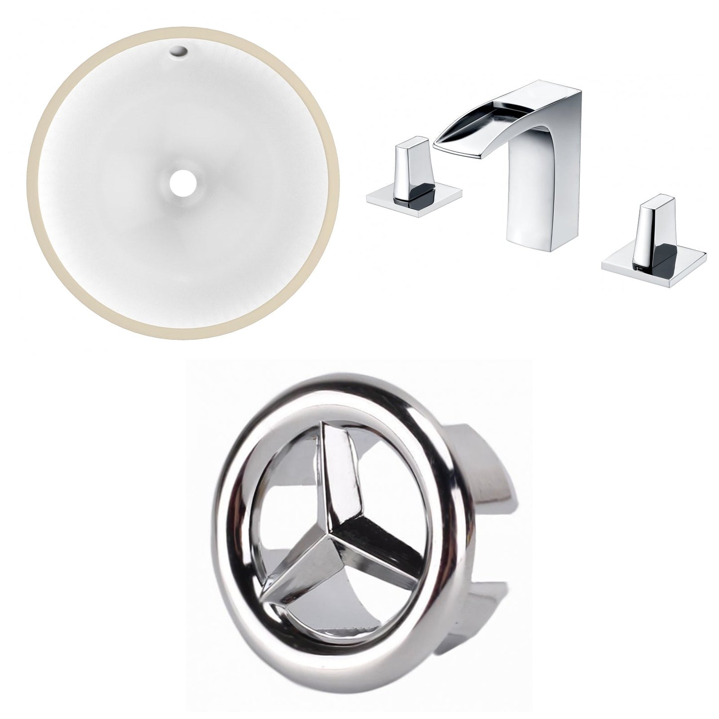 American Imaginations AI-26672 17" White Round Undermount Transitional Bathroom Undermount Sink Set