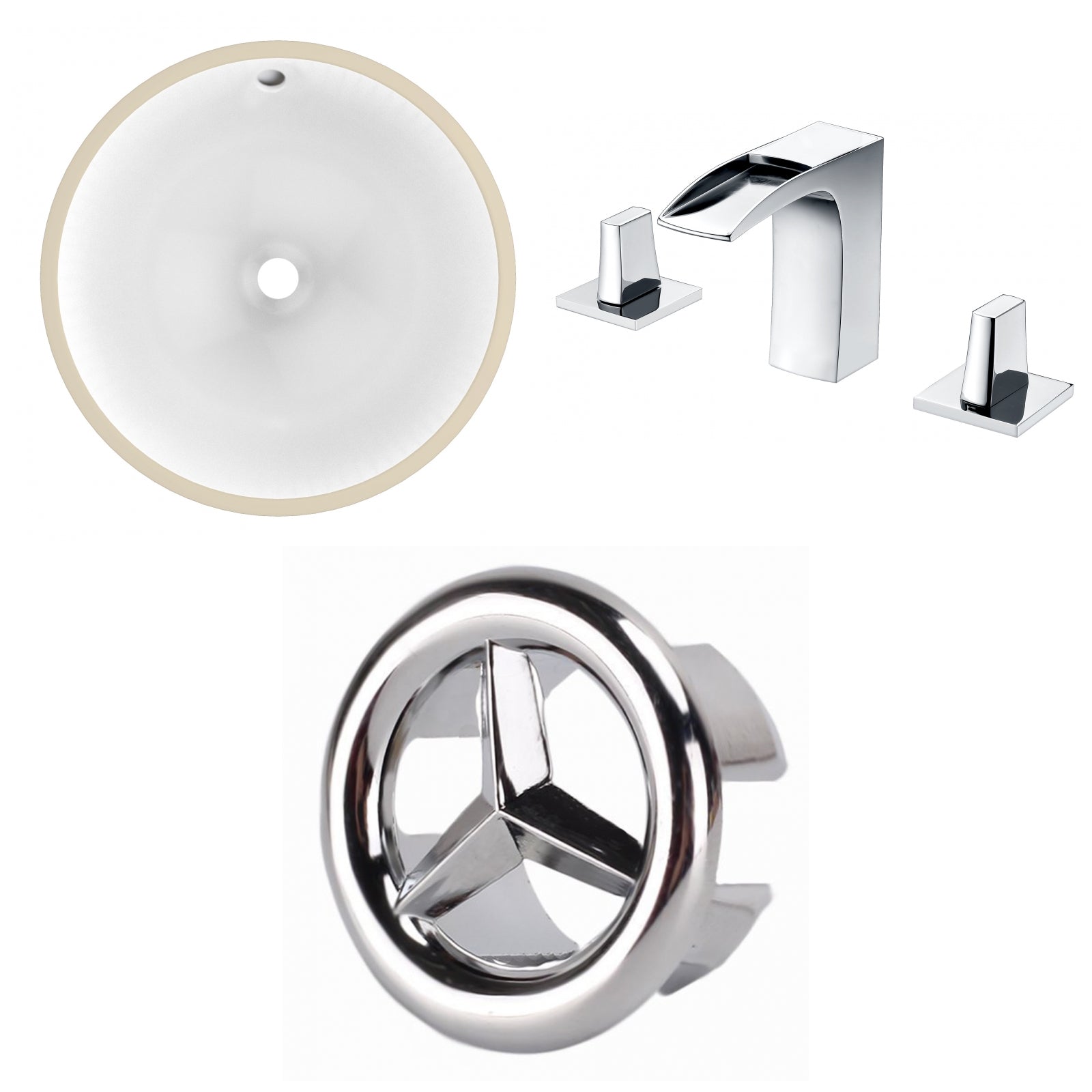 American Imaginations AI-26672 17" White Round Undermount Transitional Bathroom Undermount Sink Set