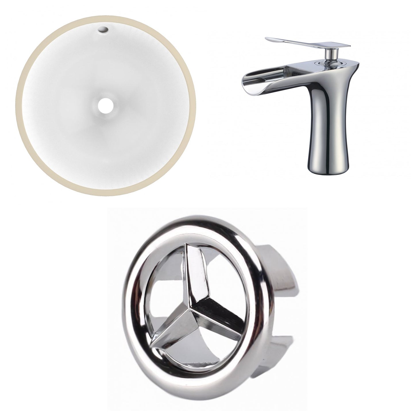 American Imaginations AI-26677 17" White Round Undermount Transitional Bathroom Undermount Sink Set