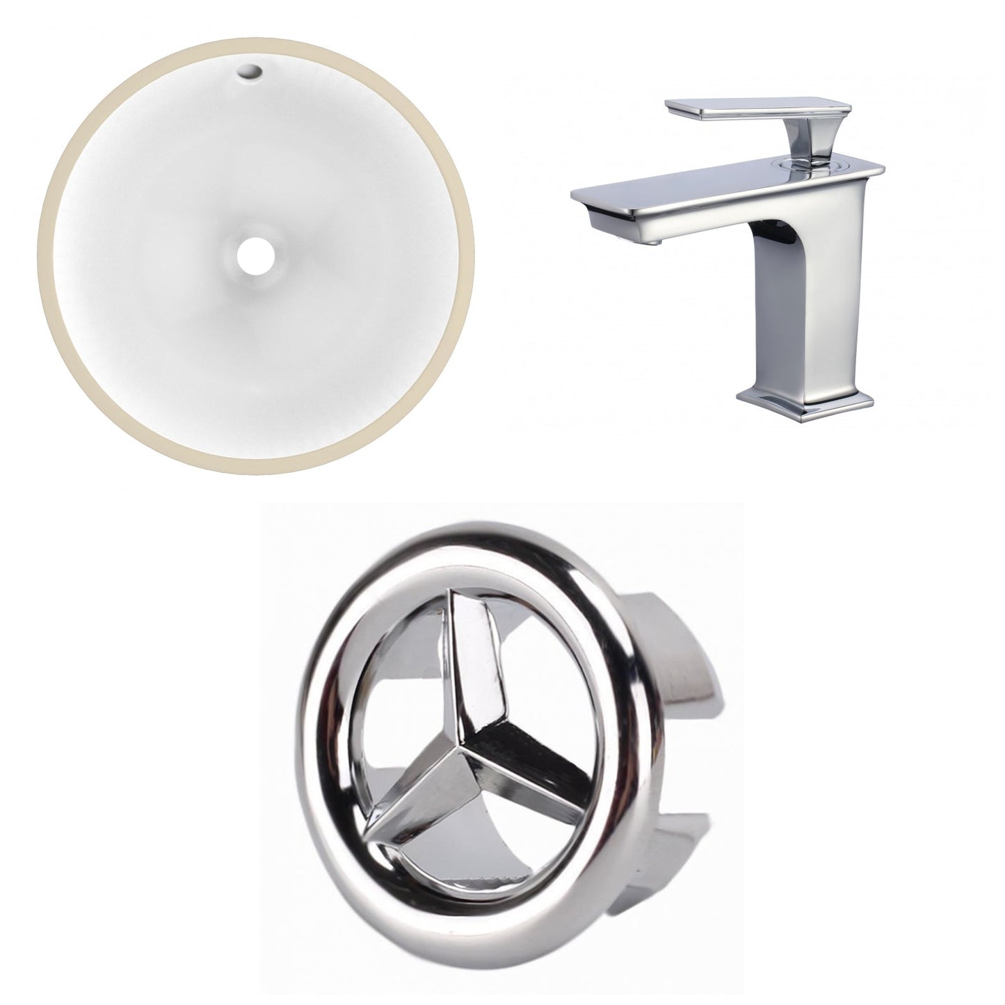 American Imaginations AI-26679 17" White Round Undermount Transitional Bathroom Undermount Sink Set