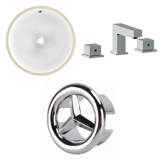 American Imaginations AI-26681 17" White Round Undermount Transitional Bathroom Undermount Sink Set