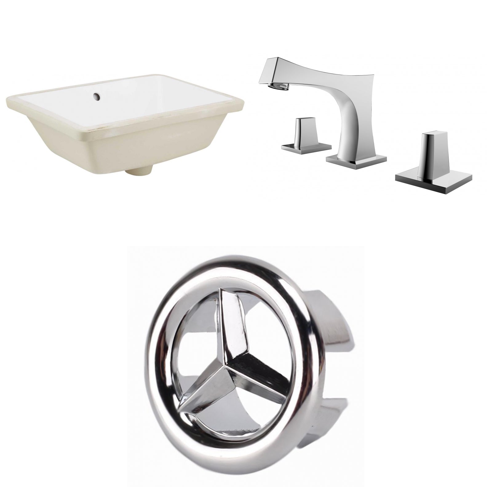 American Imaginations AI-26684 18" White Rectangular Undermount Transitional Bathroom Undermount Sink Set
