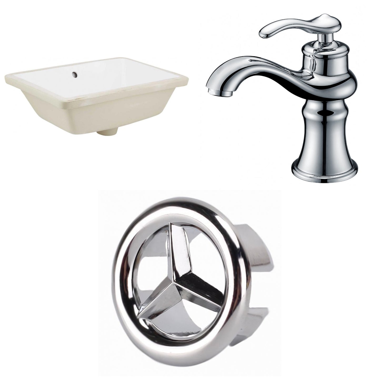 American Imaginations AI-26685 18" White Rectangular Undermount Transitional Bathroom Undermount Sink Set