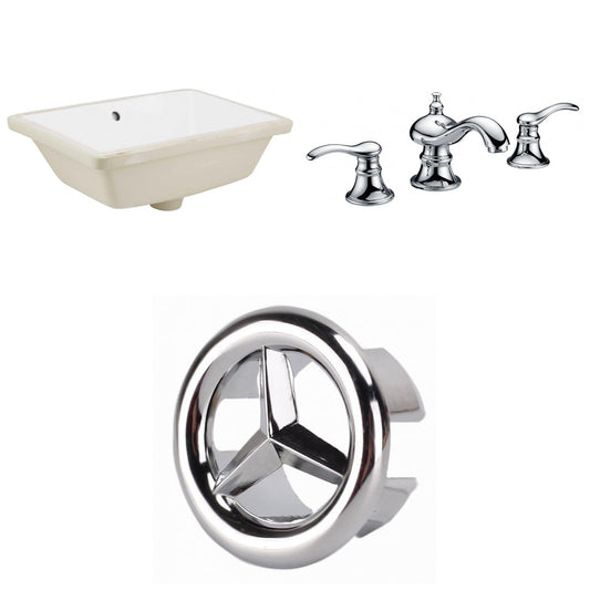 American Imaginations AI-26687 18" White Rectangular Undermount Transitional Bathroom Undermount Sink Set