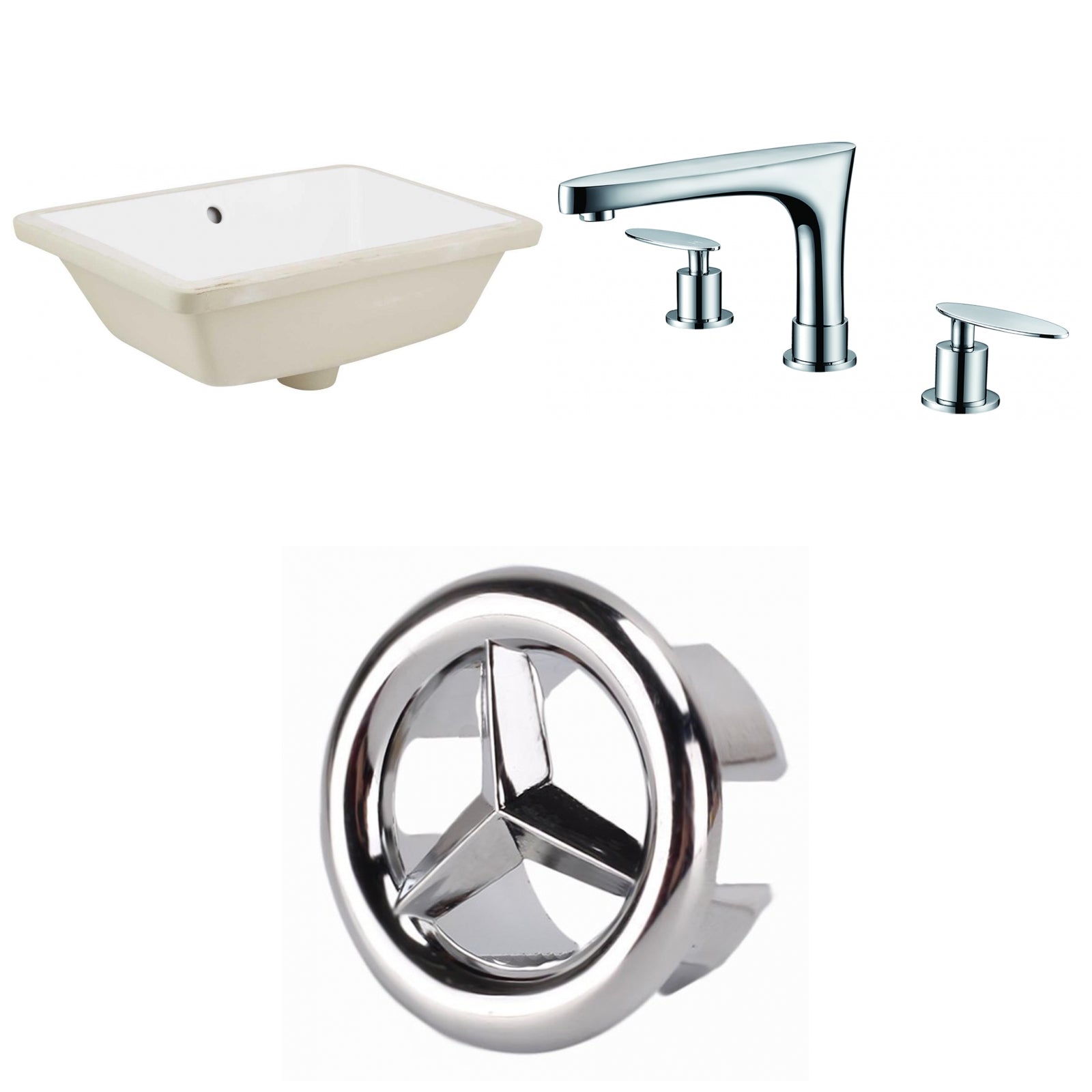 American Imaginations AI-26689 18" White Rectangular Undermount Transitional Bathroom Undermount Sink Set