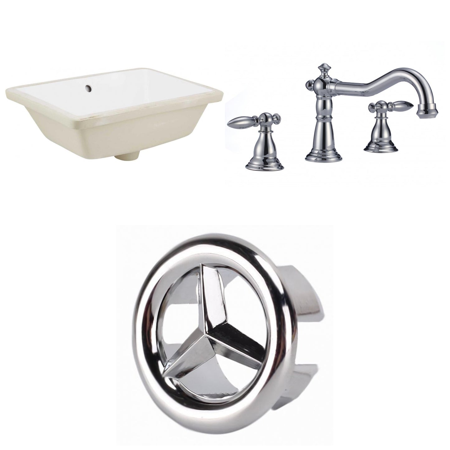 American Imaginations AI-26695 18" White Rectangular Undermount Transitional Bathroom Undermount Sink Set