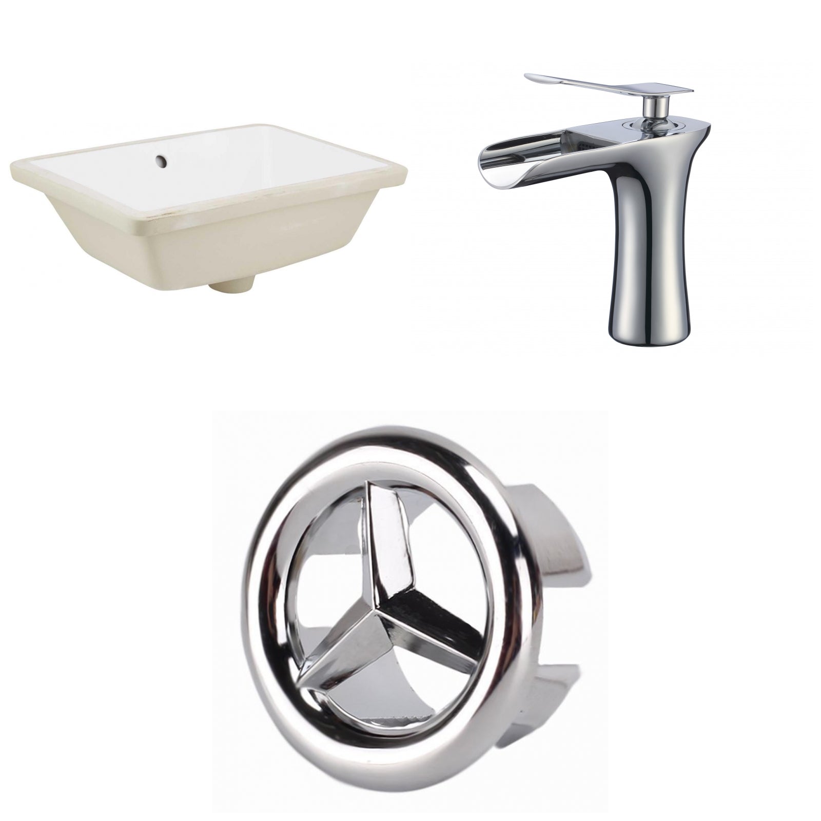 American Imaginations AI-26697 18" White Rectangular Undermount Transitional Bathroom Undermount Sink Set