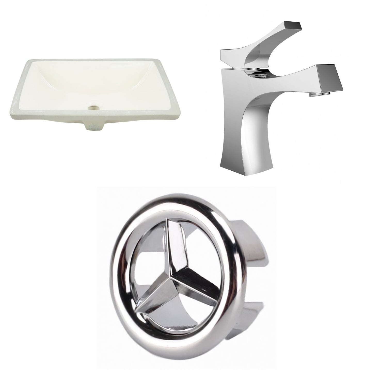 American Imaginations AI-26703 21" Biscuit Rectangular Undermount Transitional Bathroom Undermount Sink Set