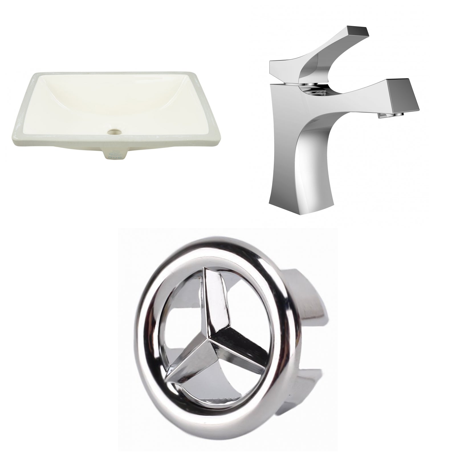 American Imaginations AI-26703 21" Biscuit Rectangular Undermount Transitional Bathroom Undermount Sink Set