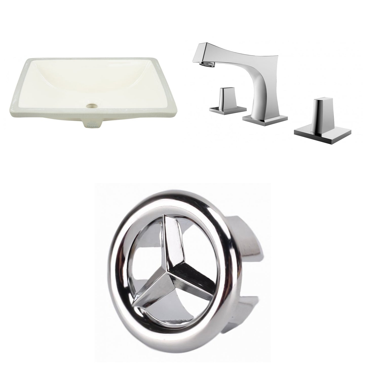 American Imaginations AI-26704 21" Biscuit Rectangular Undermount Transitional Bathroom Undermount Sink Set