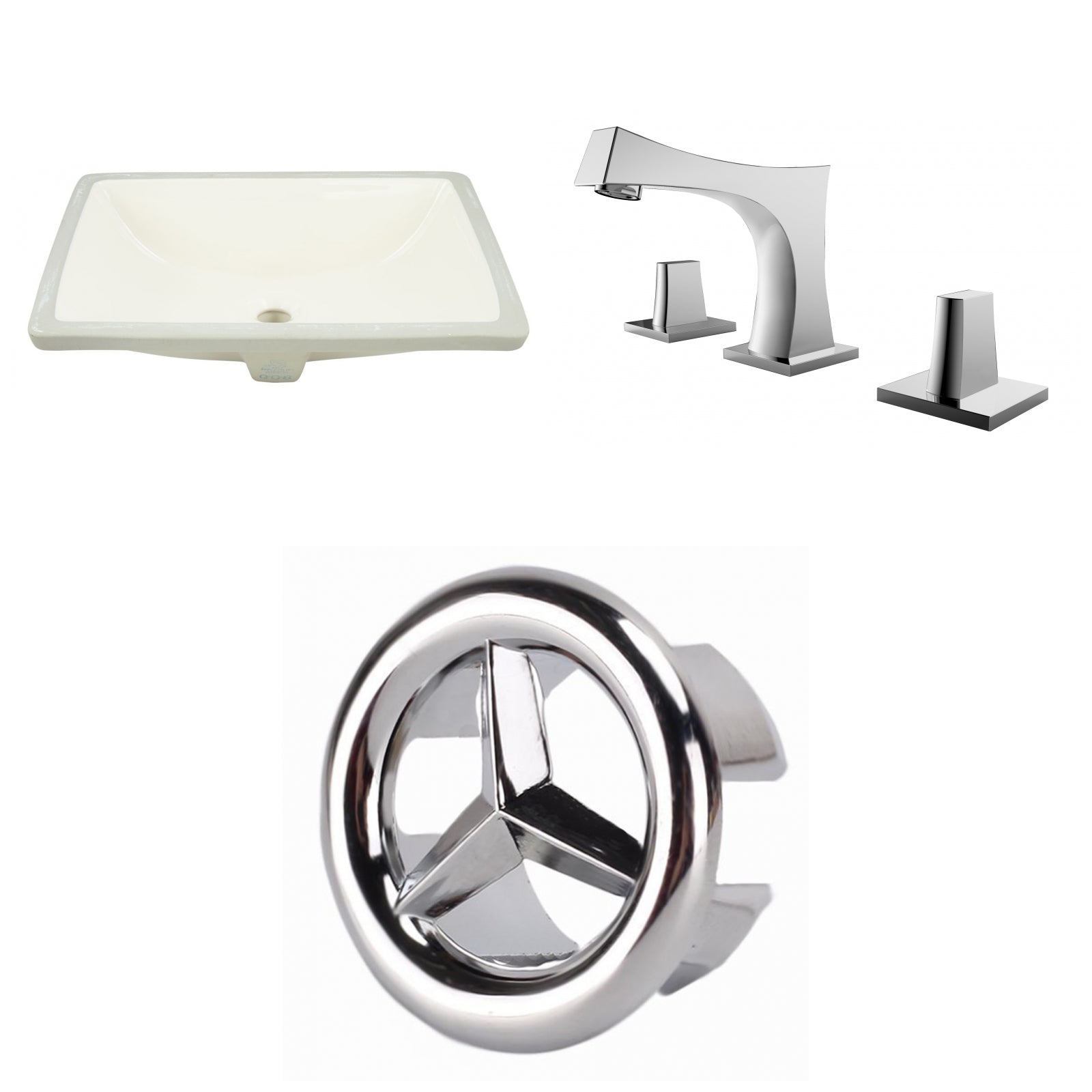 American Imaginations AI-26704 21" Biscuit Rectangular Undermount Transitional Bathroom Undermount Sink Set