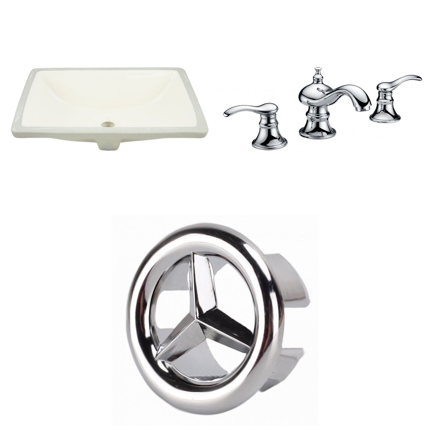 American Imaginations AI-26707 21" Biscuit Rectangular Undermount Transitional Bathroom Undermount Sink Set