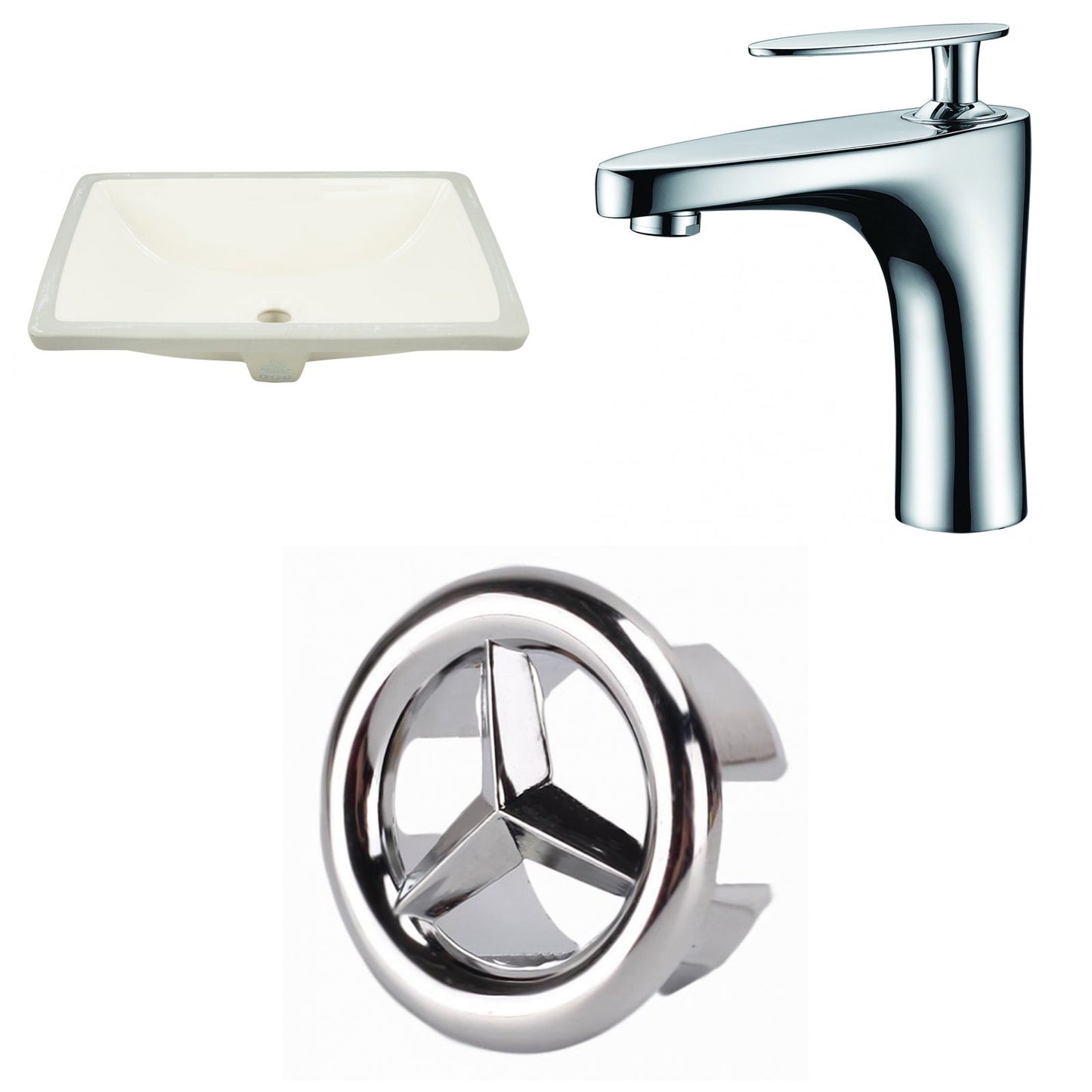 American Imaginations AI-26708 21" Biscuit Rectangular Undermount Transitional Bathroom Undermount Sink Set