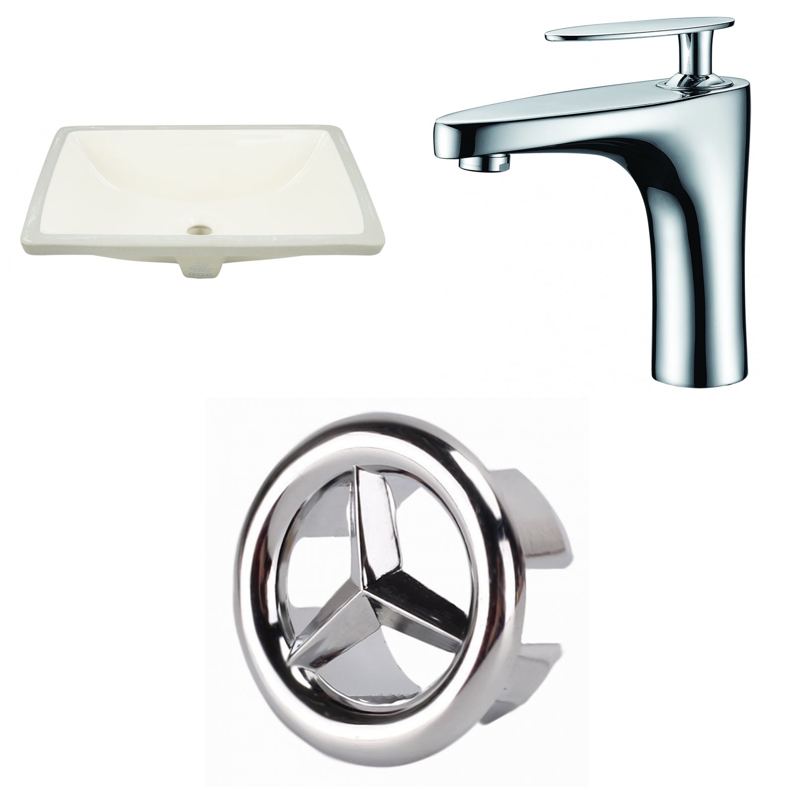 American Imaginations AI-26708 21" Biscuit Rectangular Undermount Transitional Bathroom Undermount Sink Set