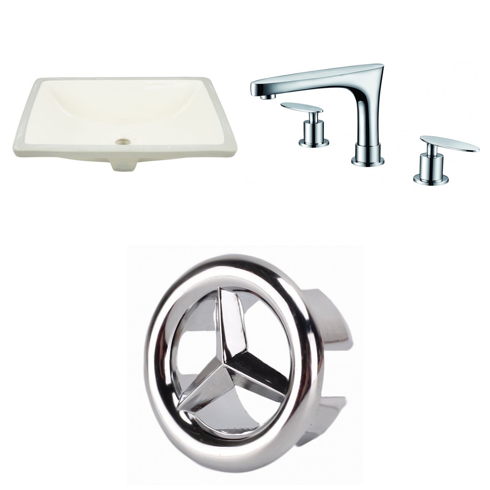 American Imaginations AI-26709 21" Biscuit Rectangular Undermount Transitional Bathroom Undermount Sink Set