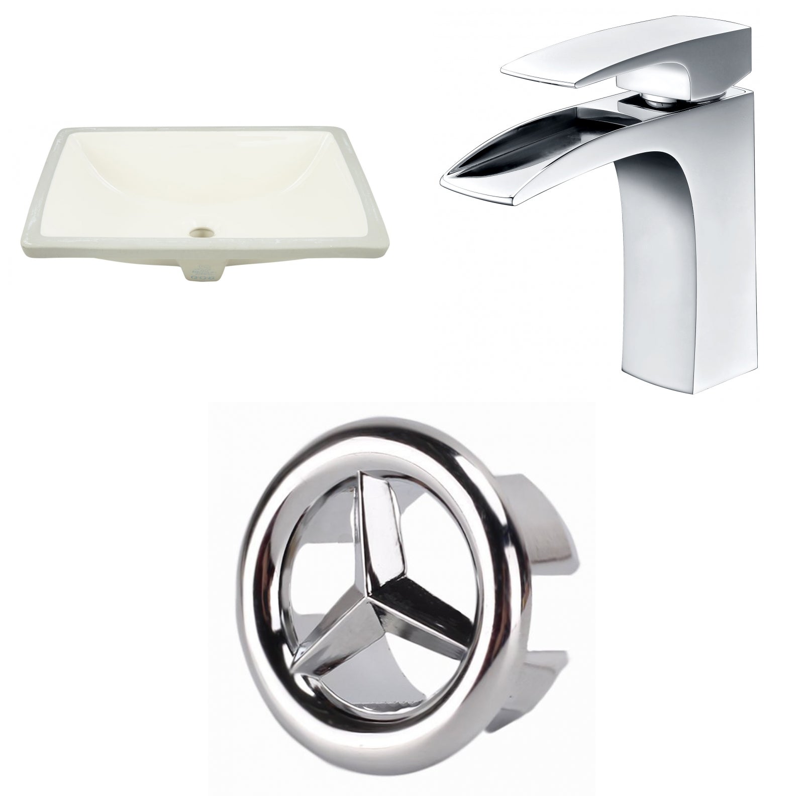 American Imaginations AI-26711 21" Biscuit Rectangular Undermount Transitional Bathroom Undermount Sink Set