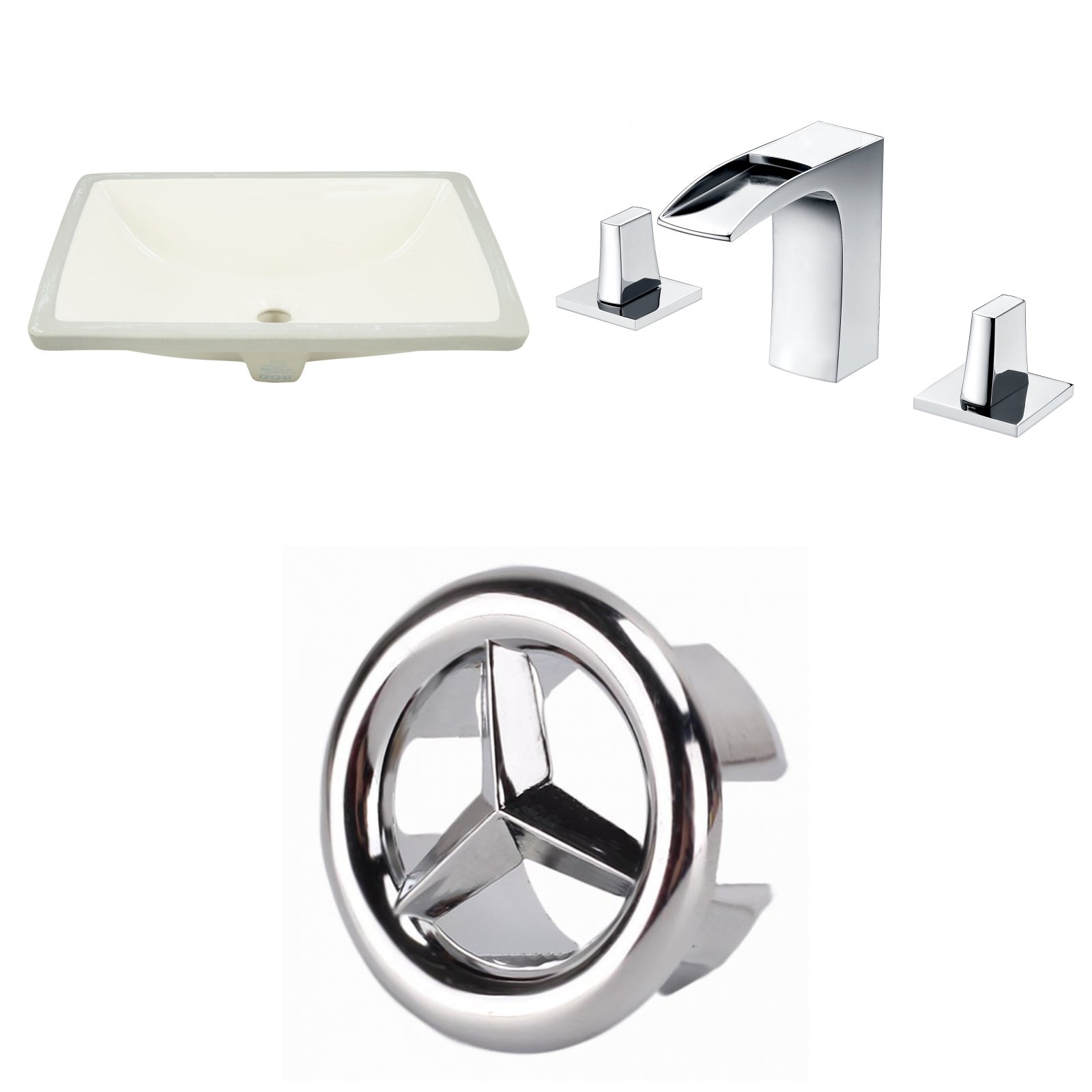American Imaginations AI-26712 21" Biscuit Rectangular Undermount Transitional Bathroom Undermount Sink Set