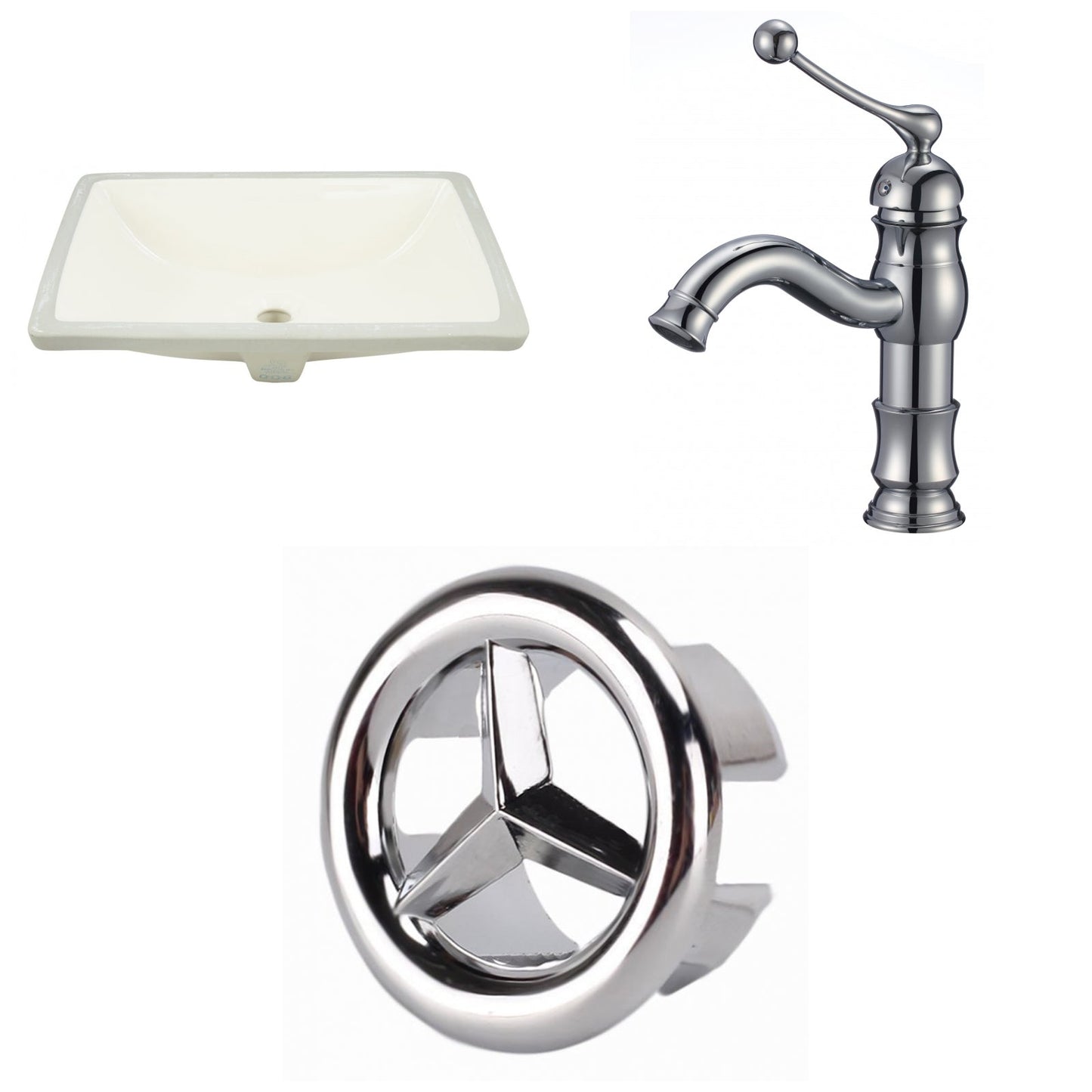 American Imaginations AI-26713 21" Biscuit Rectangular Undermount Transitional Bathroom Undermount Sink Set