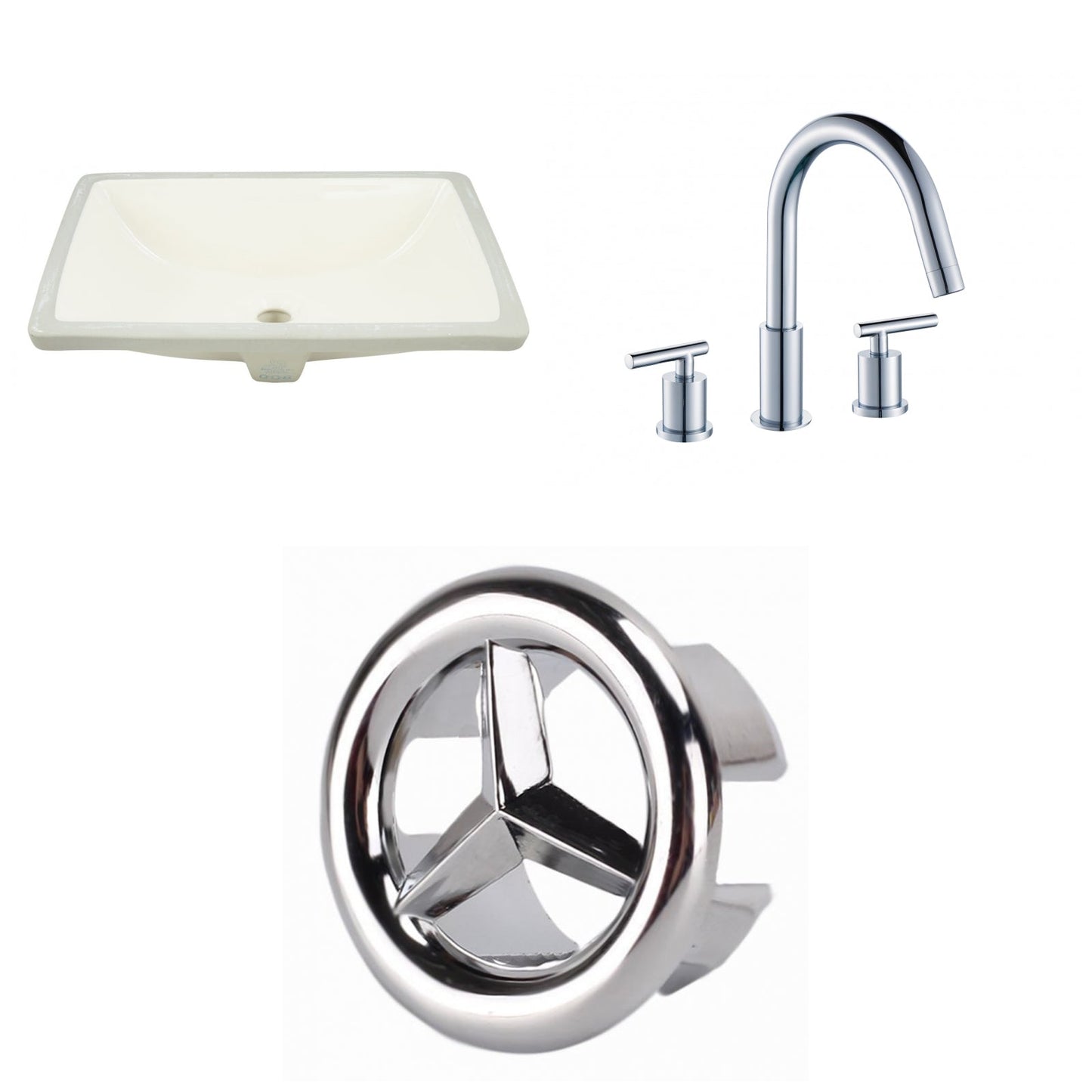 American Imaginations AI-26716 21" Biscuit Rectangular Undermount Transitional Bathroom Undermount Sink Set