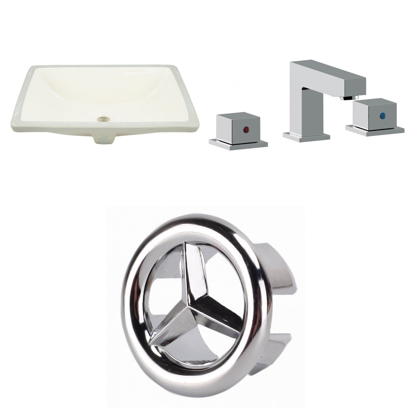 American Imaginations AI-26721 21" Biscuit Rectangular Undermount Transitional Bathroom Undermount Sink Set
