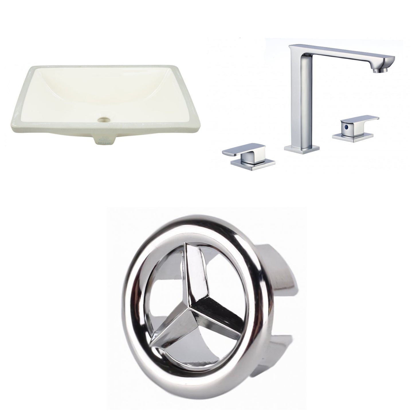 American Imaginations AI-26722 21" Biscuit Rectangular Undermount Transitional Bathroom Undermount Sink Set