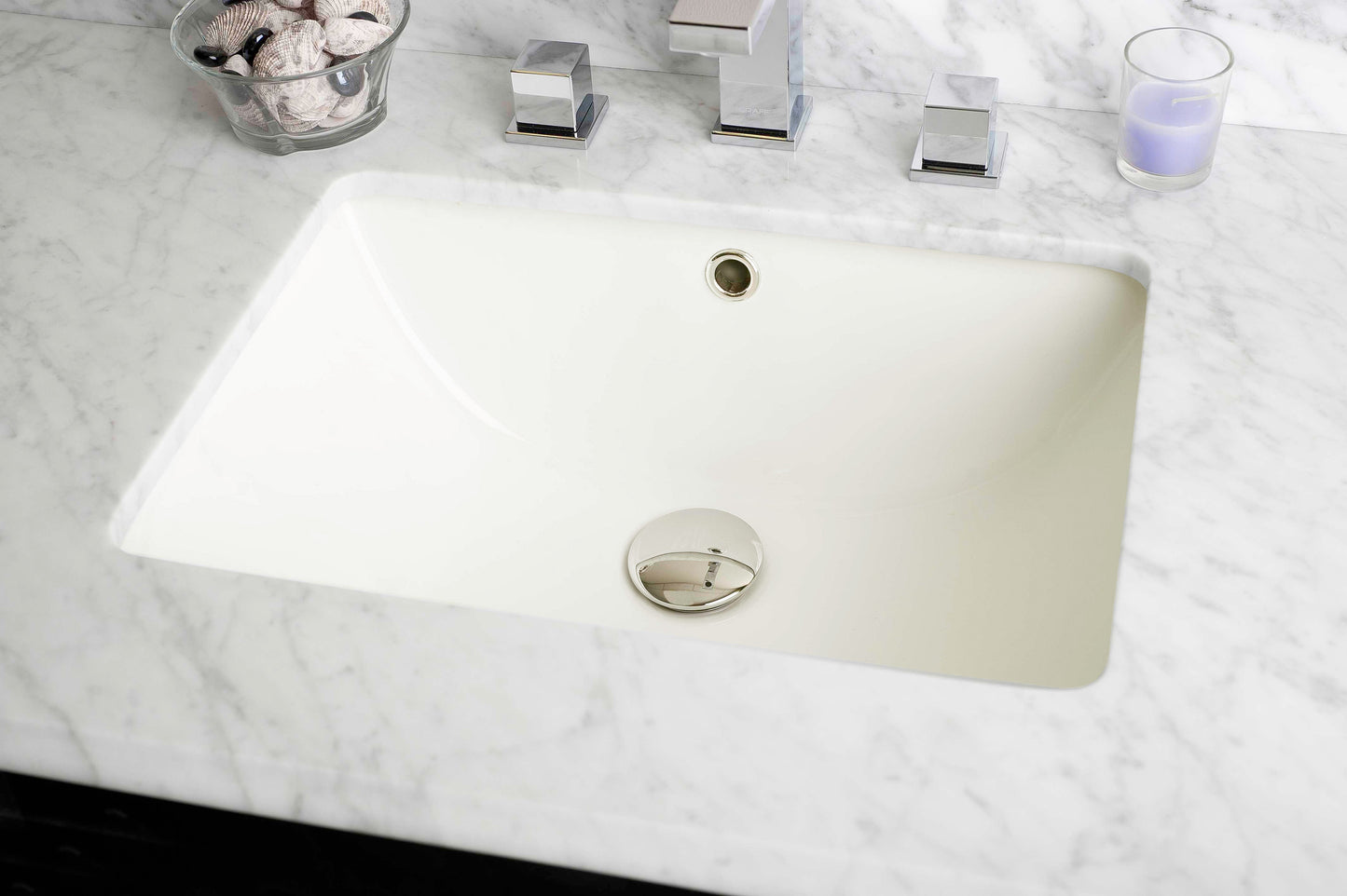 American Imaginations AI-26725 18" Biscuit Rectangular Undermount Transitional Bathroom Undermount Sink Set