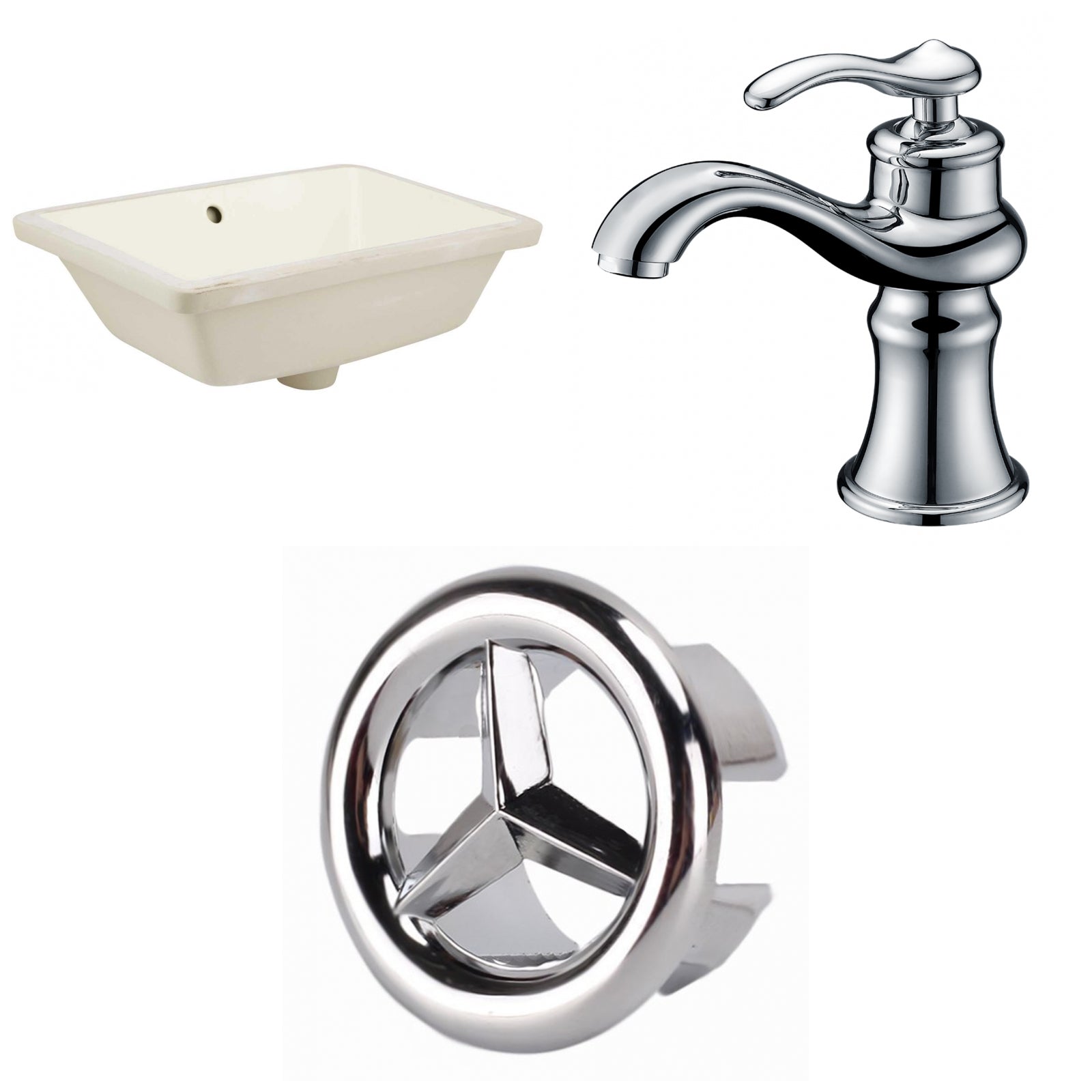 American Imaginations AI-26725 18" Biscuit Rectangular Undermount Transitional Bathroom Undermount Sink Set