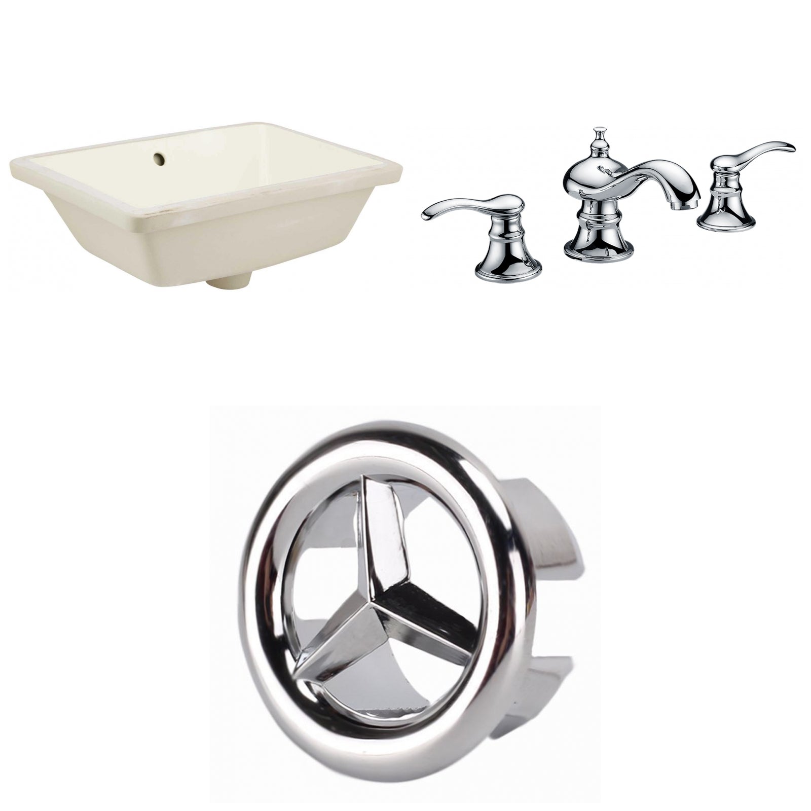 American Imaginations AI-26727 18" Biscuit Rectangular Undermount Transitional Bathroom Undermount Sink Set