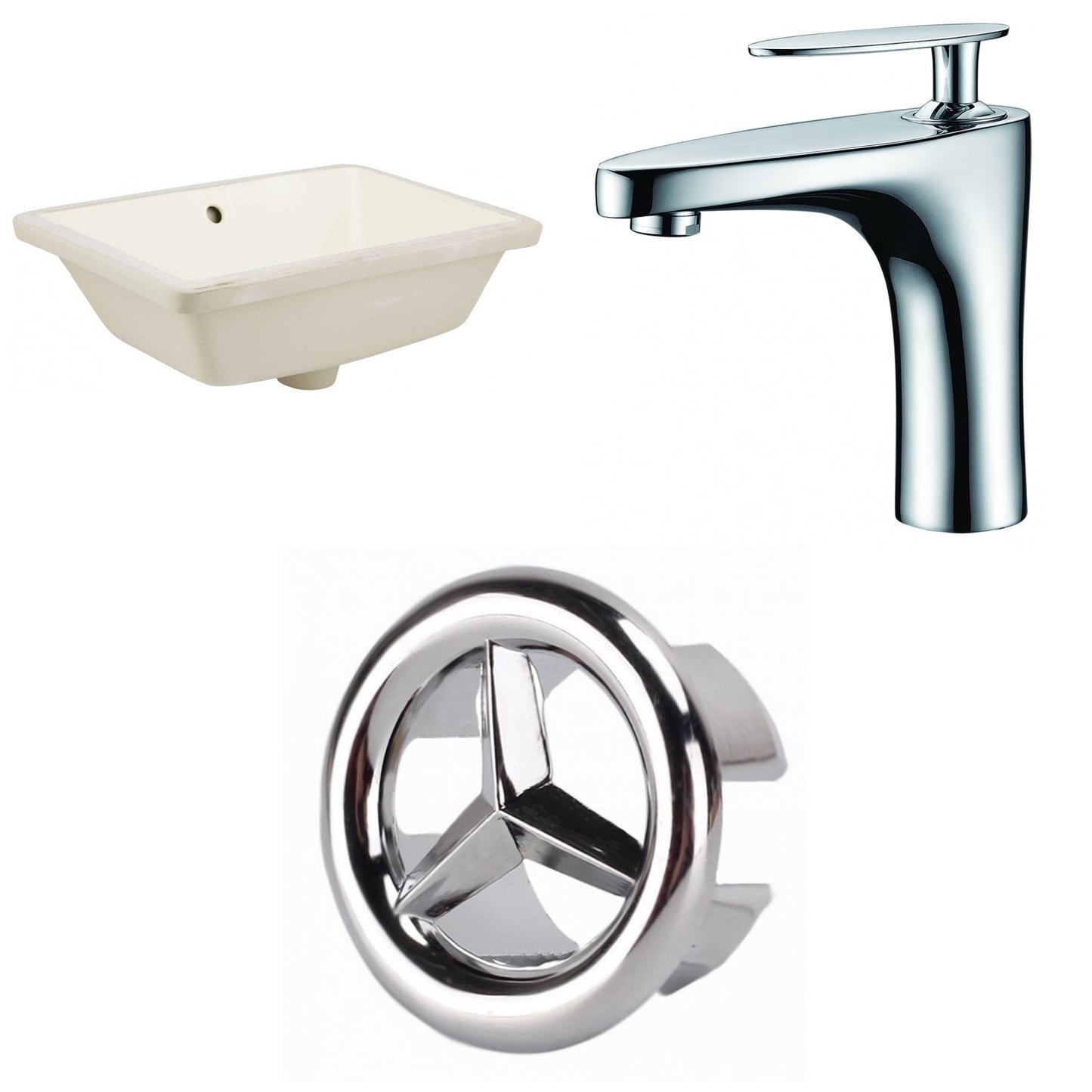 American Imaginations AI-26728 18" Biscuit Rectangular Undermount Transitional Bathroom Undermount Sink Set