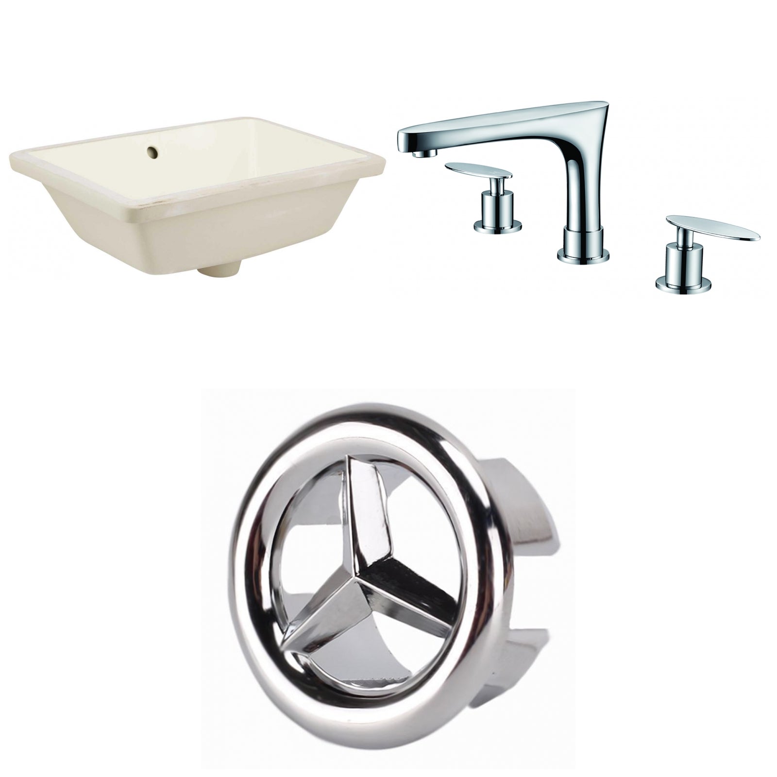American Imaginations AI-26729 18" Biscuit Rectangular Undermount Transitional Bathroom Undermount Sink Set