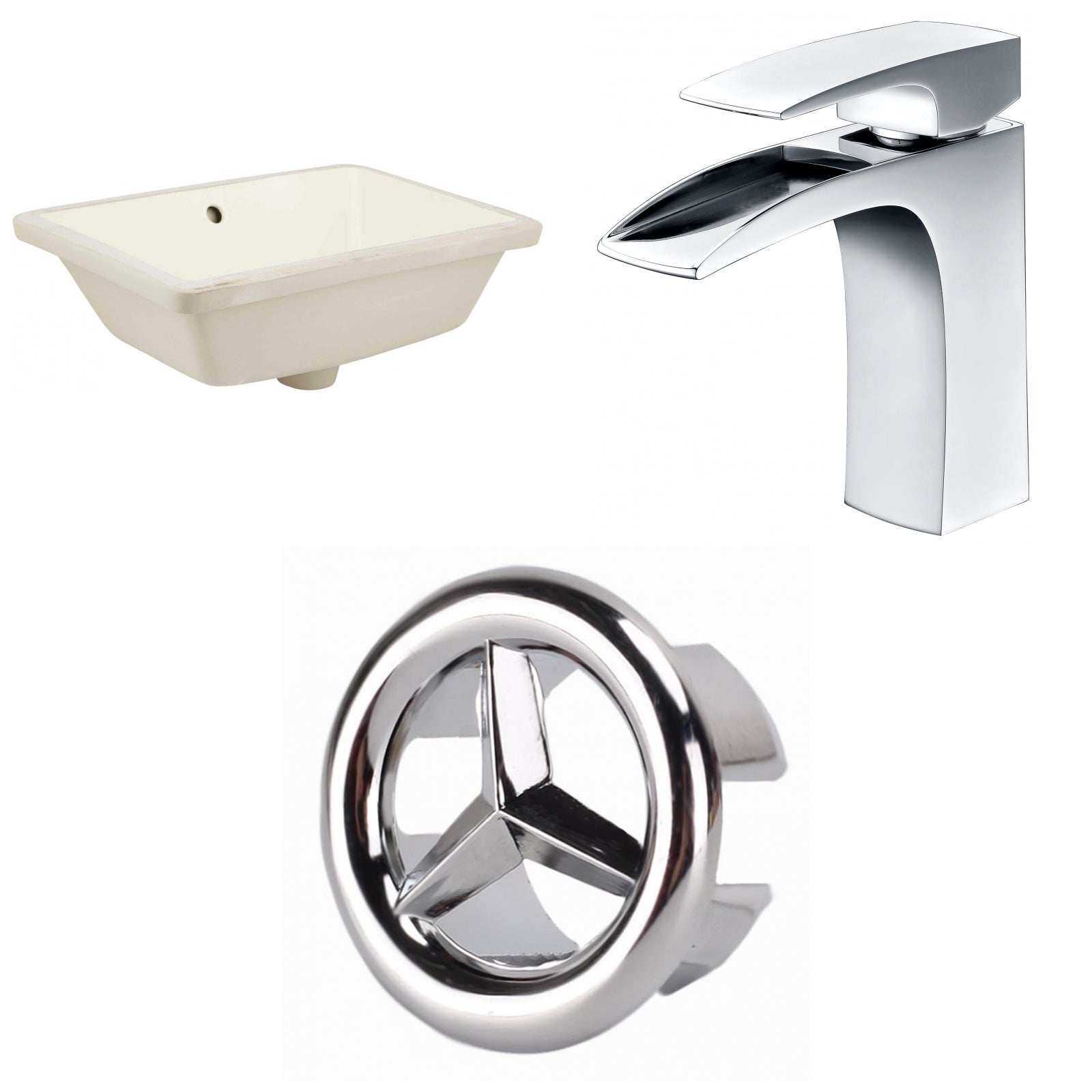 American Imaginations AI-26731 18" Biscuit Rectangular Undermount Transitional Bathroom Undermount Sink Set