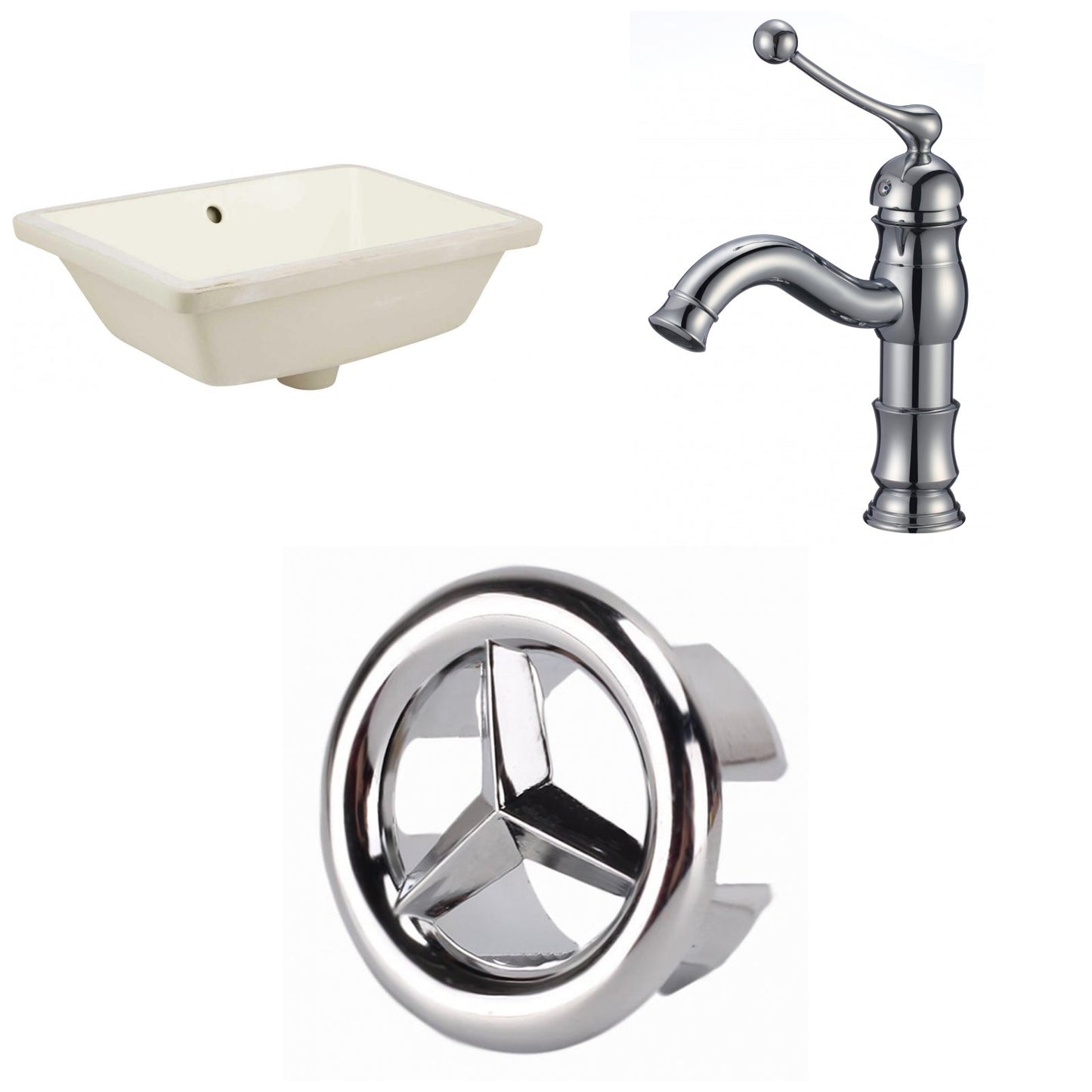 American Imaginations AI-26733 18" Biscuit Rectangular Undermount Transitional Bathroom Undermount Sink Set