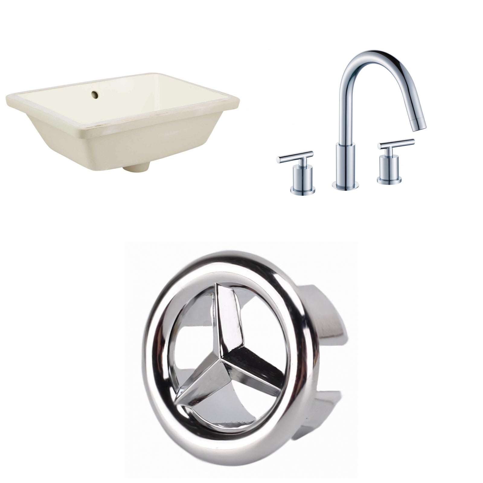 American Imaginations AI-26736 18" Biscuit Rectangular Undermount Transitional Bathroom Undermount Sink Set