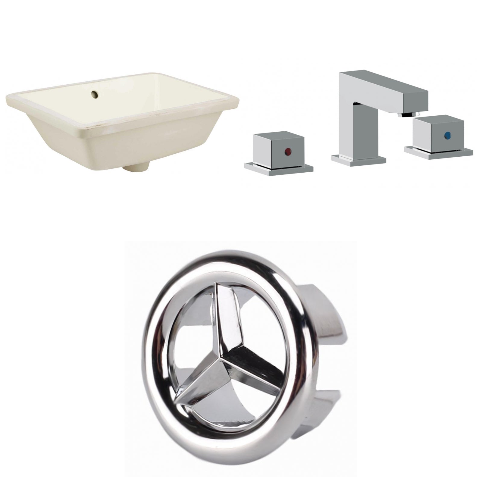 American Imaginations AI-26741 18" Biscuit Rectangular Undermount Transitional Bathroom Undermount Sink Set