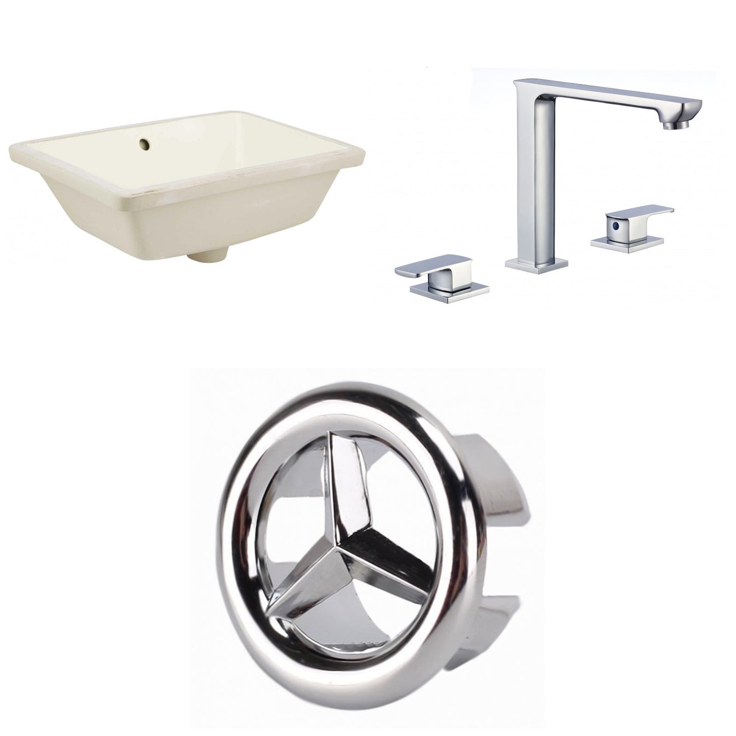 American Imaginations AI-26742 18" Biscuit Rectangular Undermount Transitional Bathroom Undermount Sink Set