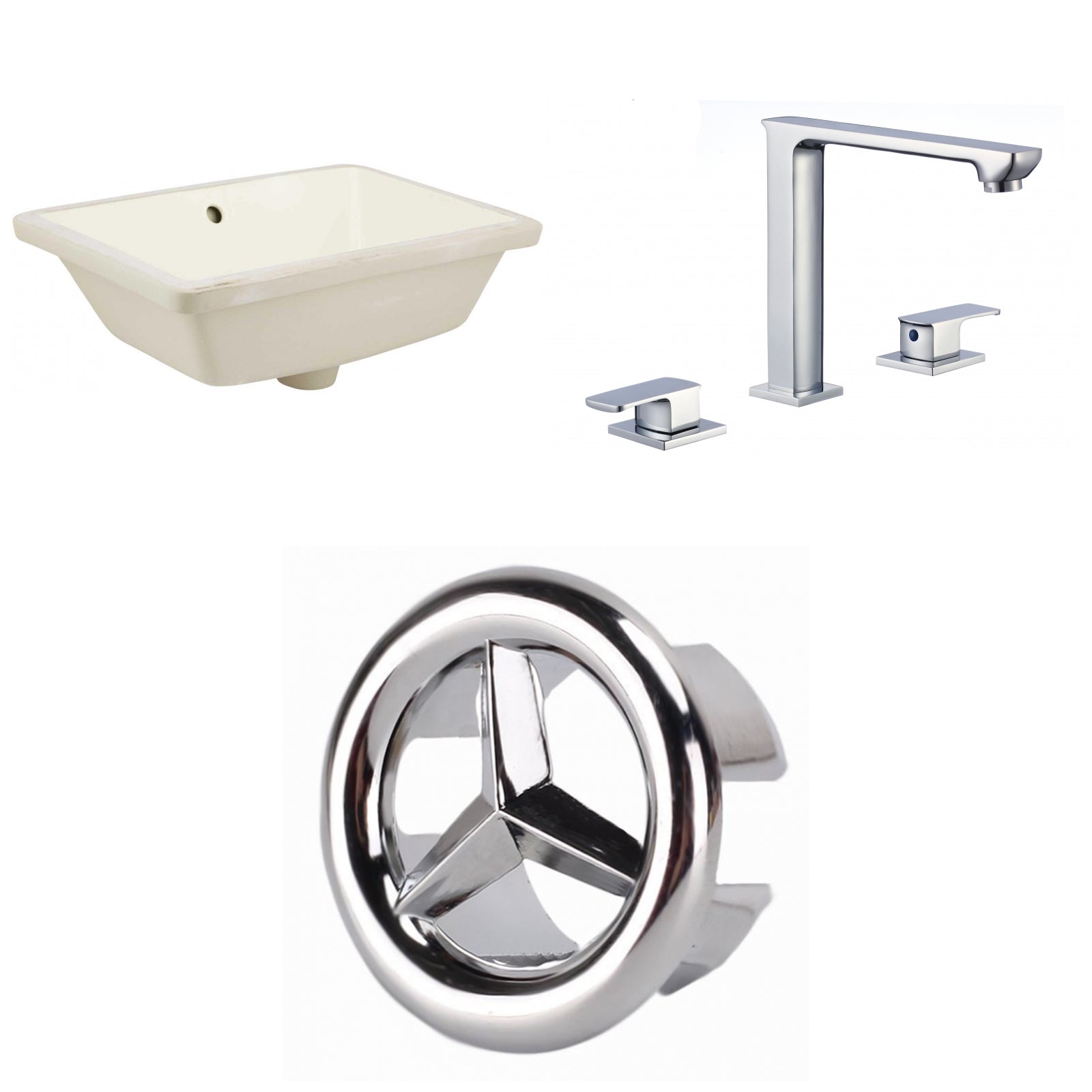 American Imaginations AI-26742 18" Biscuit Rectangular Undermount Transitional Bathroom Undermount Sink Set