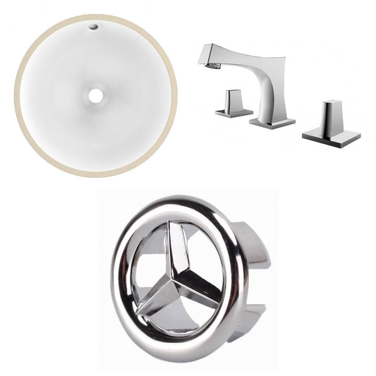 American Imaginations AI-26744 15" White Round Undermount Transitional Bathroom Undermount Sink Set