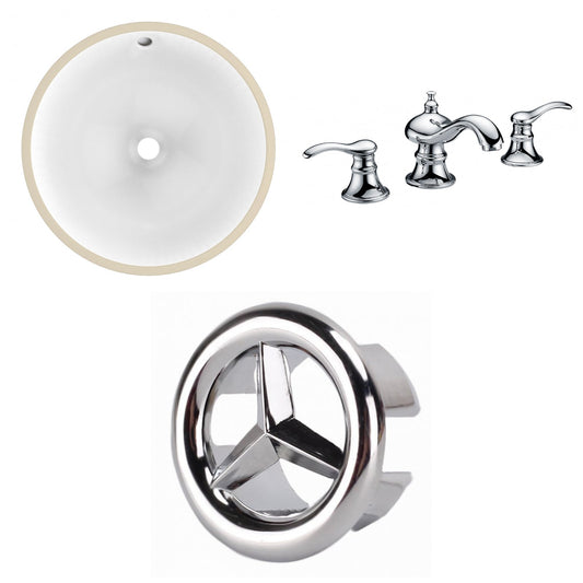 American Imaginations AI-26747 15" White Round Undermount Transitional Bathroom Undermount Sink Set