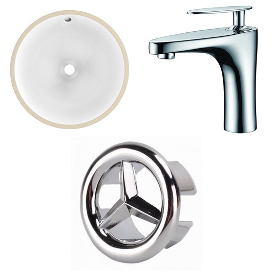 American Imaginations AI-26748 15" White Round Undermount Transitional Bathroom Undermount Sink Set