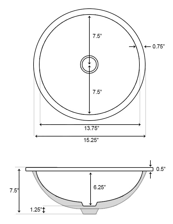 American Imaginations AI-26750 15" White Round Undermount Transitional Bathroom Undermount Sink Set