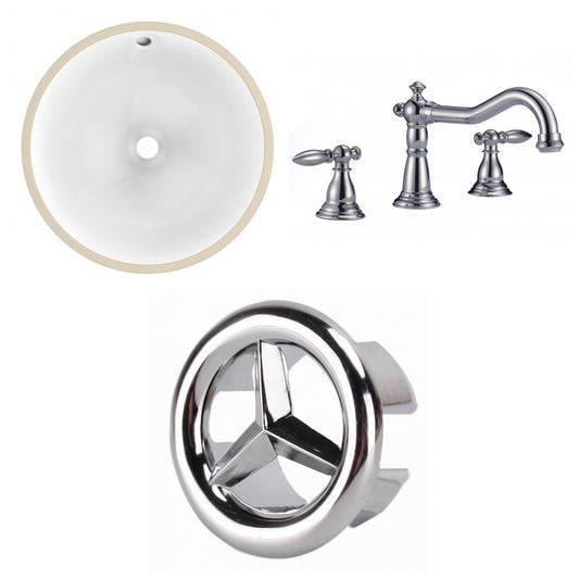 American Imaginations AI-26755 15" White Round Undermount Transitional Bathroom Undermount Sink Set