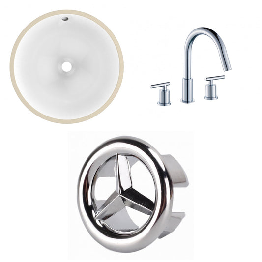 American Imaginations AI-26756 15" White Round Undermount Transitional Bathroom Undermount Sink Set